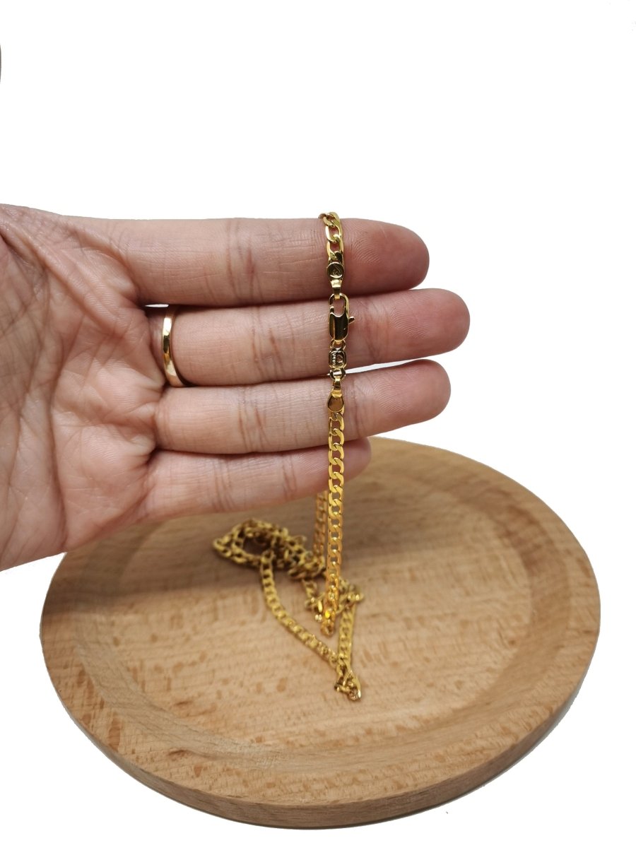 17.7'' Ready to Use 24K Gold Filled Cuban Curb Necklace Chain, Layering Curb Chain  Necklace, Lobster Clasp, Width is 4.6mm | CN-524  Clearance Pricing