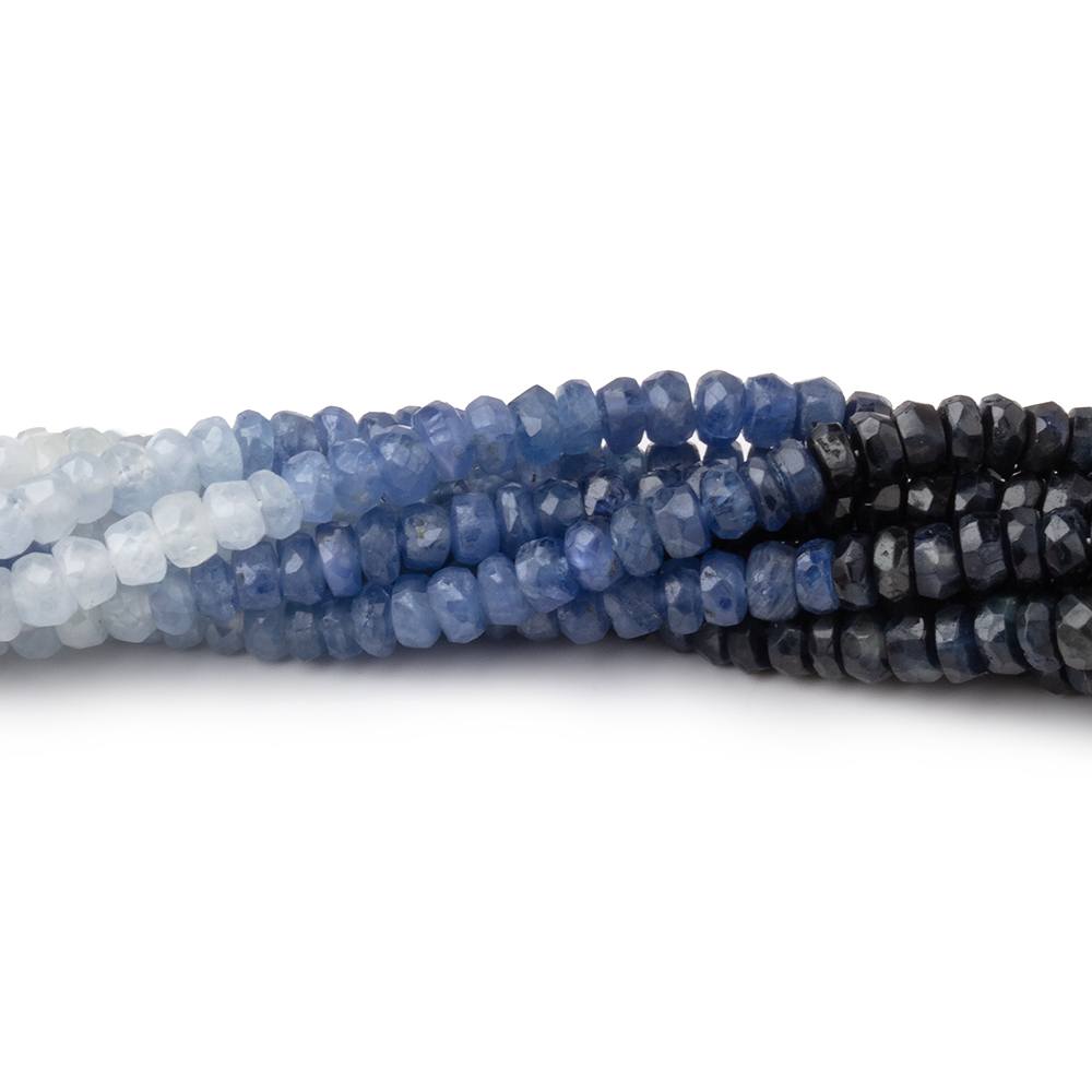 3-3.5mm Shaded Blue Sapphire Faceted Rondelles 15.5 inch 205 Beads AA