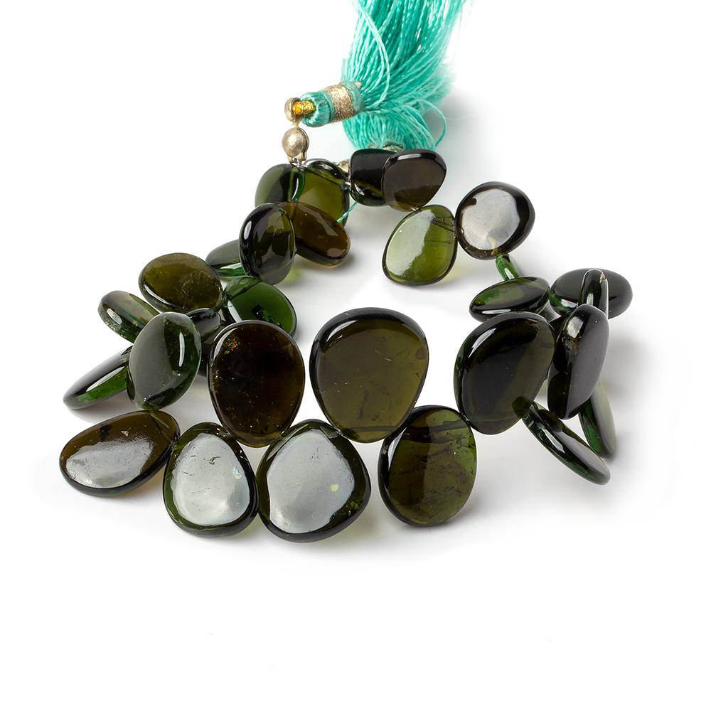 9-17mm Green Tourmaline Plain Slice Beads 7 inch 31 pieces
