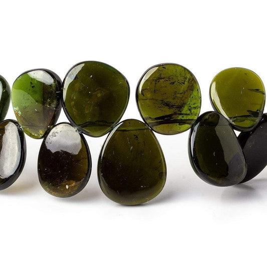 9-17mm Green Tourmaline Plain Slice Beads 7 inch 31 pieces