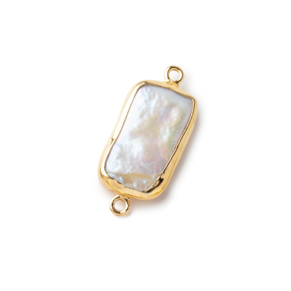 15x10mm Vermeil Bezel Rosé White Rectangle Pearl Connector 1 piece
