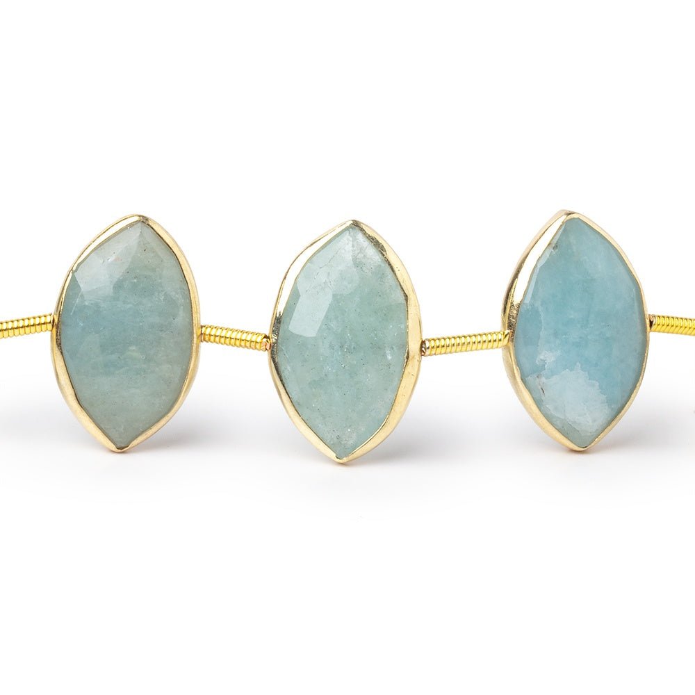 17x11mm Vermeil Bezel Aquamarine Faceted Marquise Strand 12 Beads