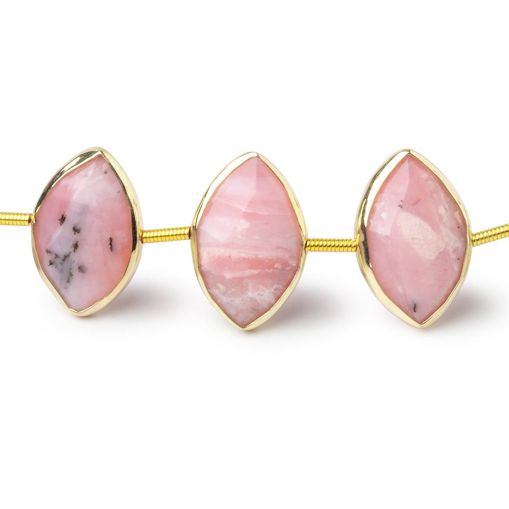17x11mm Vermeil Bezel Pink Peruvian Opal Faceted Marquise Strand 12 Beads