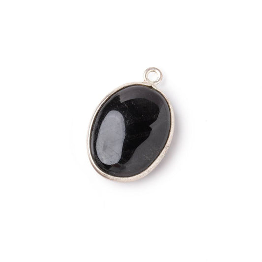17x13mm .925 Silver Bezel Hypersthene Plain Oval Pendant 1 piece