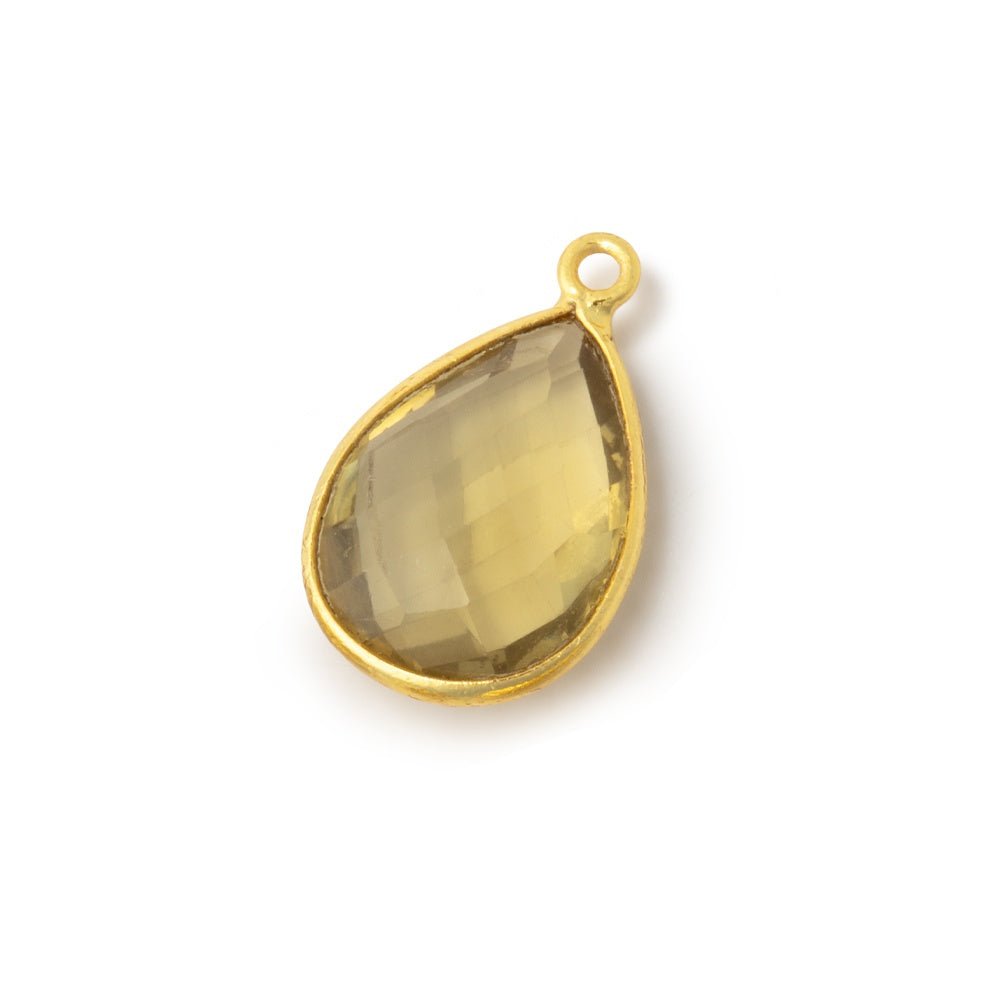 17x13mm Vermeil Bezel Whiskey Quartz Faceted Pear Pendant 1 piece