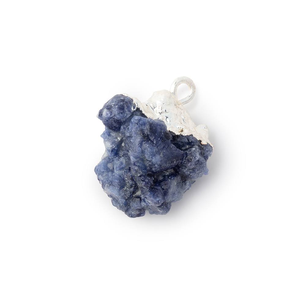17x16mm Silver Leafed Blue Jammu Sapphire Natural Crystal 1 Pendant