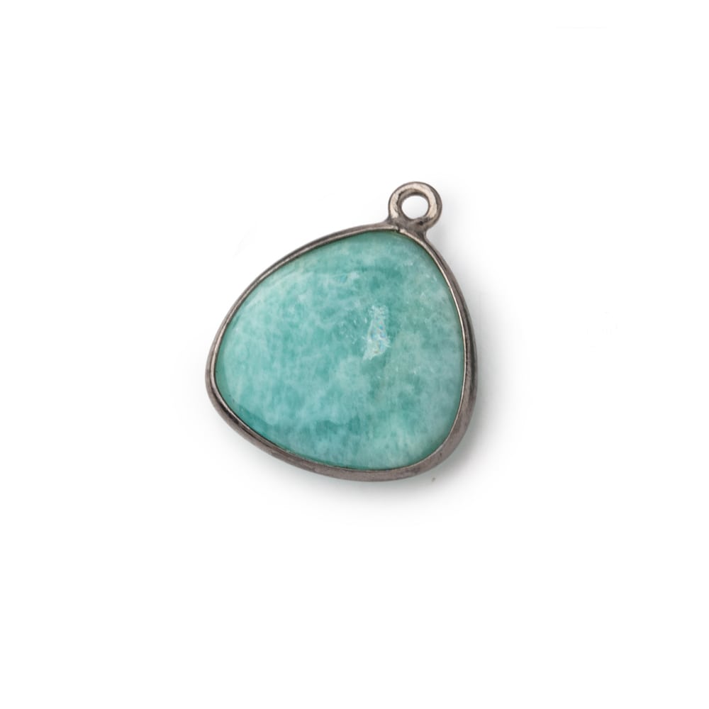 17x17mm Black Gold .925 Bezel Amazonite Plain Triangle Pendant 1 Focal Bead