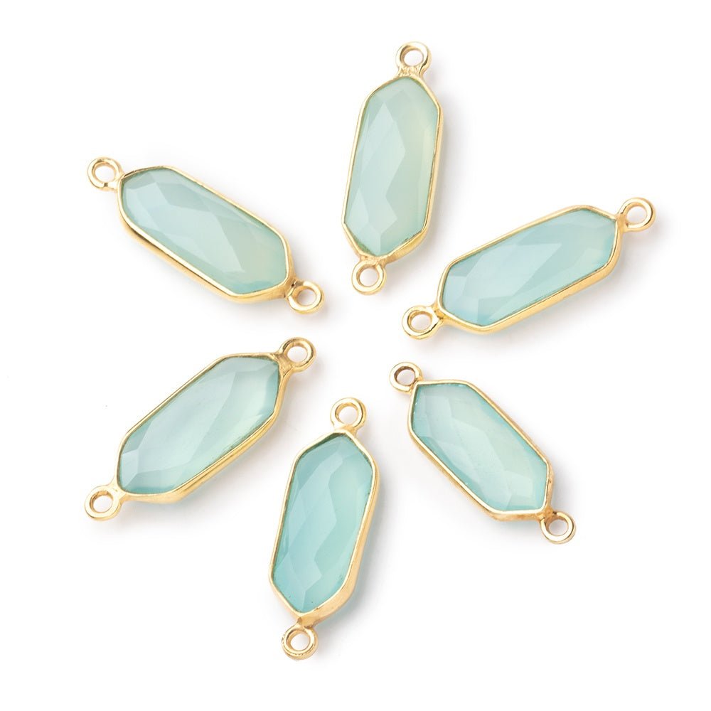 17x7mm Vermeil Bezel Seafoam Chalcedony Modified Marquise Connector 1 piece