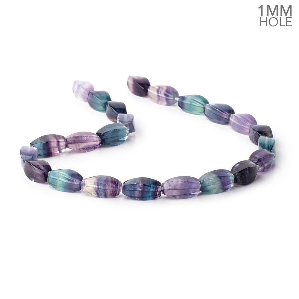 17x8mm Multi Color Fluorite Plain Twist Beads 15.5 inch 23 pieces AA