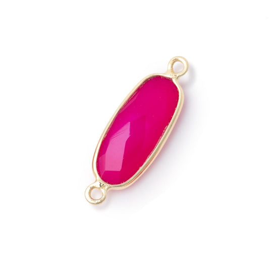 17x8mm Vermeil Bezel Berry Chalcedony Elongated Oval 1 Connector