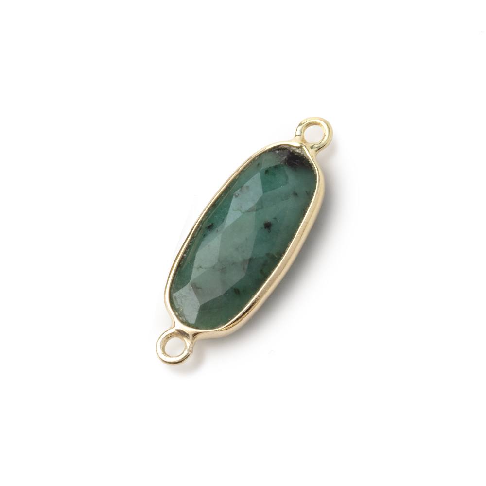 17x8mm Vermeil Bezel Emerald Elongated Oval 1 Connector