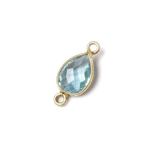 11x8mm Vermeil Bezel Sky Blue Topaz Pear Connector 1 piece