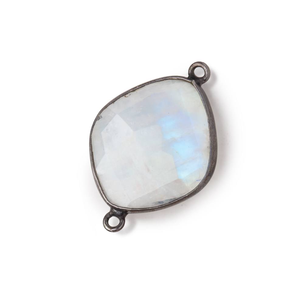 18-20mm Black Gold Bezel Rainbow Moonstone Faceted Nugget Connector 1 piece