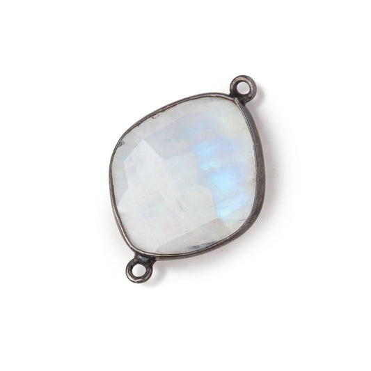 18-20mm Black Gold Bezel Rainbow Moonstone Faceted Nugget Connector 1 piece