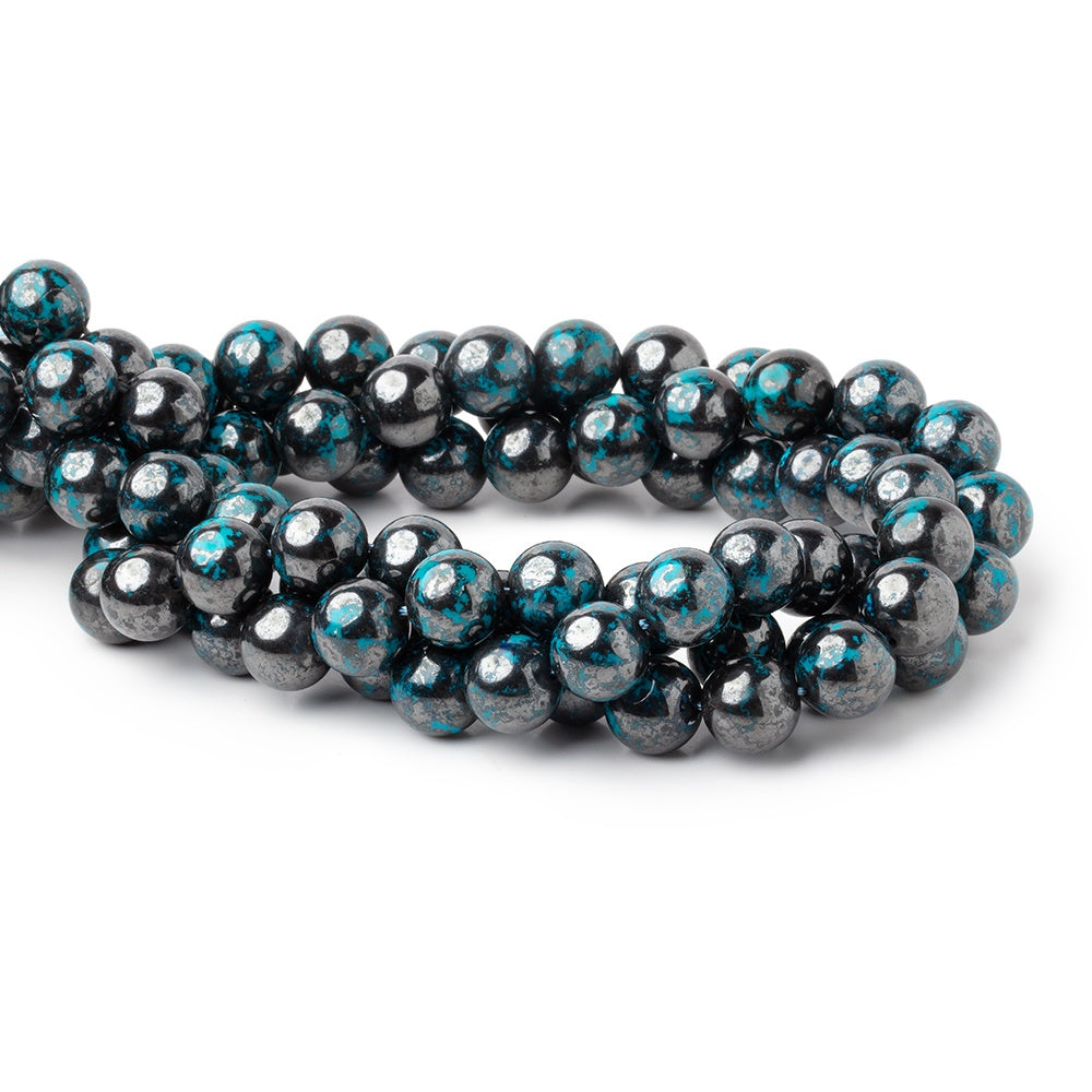 10mm Chrysocolla with Hematite Plain Round 15.5 inch 40 Beads AA