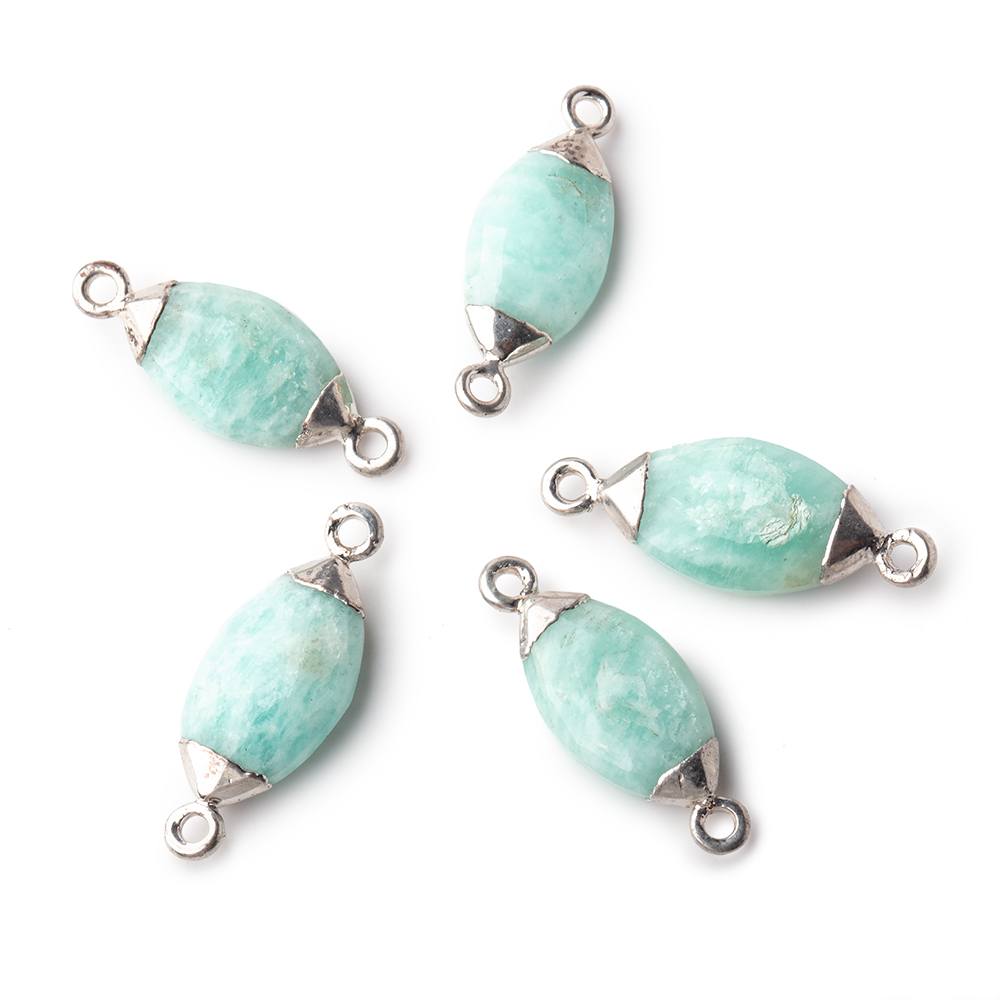 16x9mm Silver Leafed Amazonite Marquise Connector 1 piece