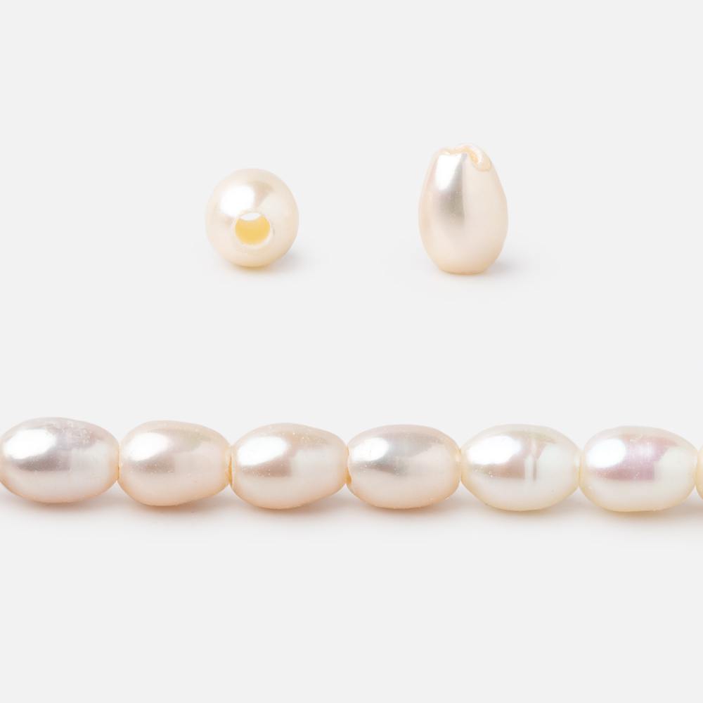 5x4mm Cream Large Hole Oval Freshwater Pearls 1.5mm drill hole 15 inch 64 pcs