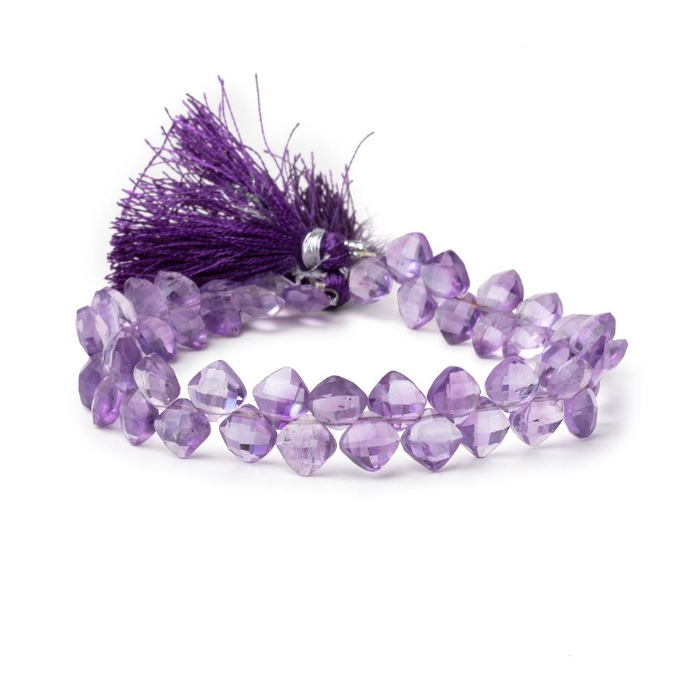 6.5mm Amethyst Faceted Pillow Beads 7.5 inch 46 pieces
