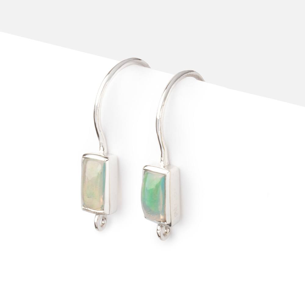 18mm Ethiopian Opal Plain Baguette Ear Wire Set of 2 pieces