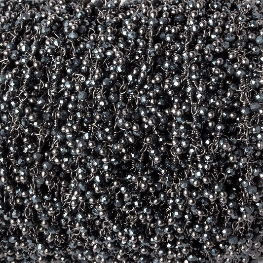 1.8mm Hematite micro faceted round Black Gold Dangling Chain by the foot