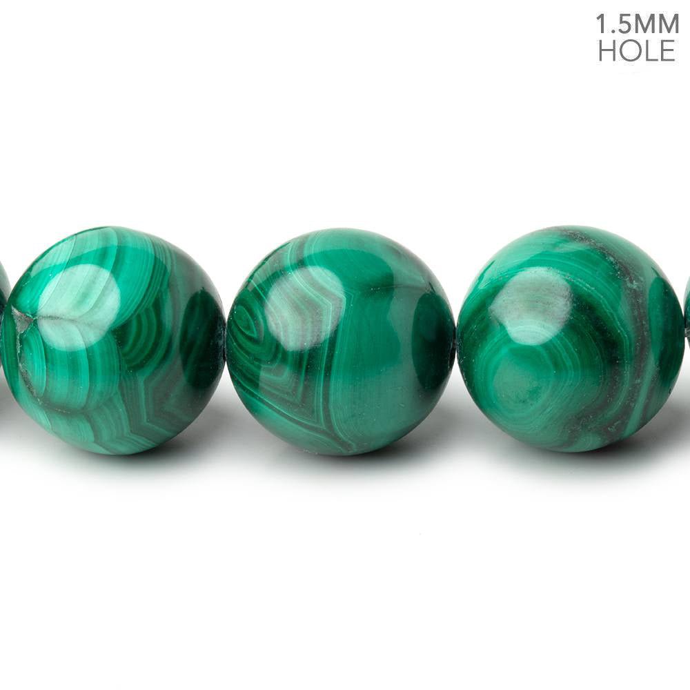 18mm Malachite Plain Round Beads 15.5 inch 22 pieces 1.5mm Hole