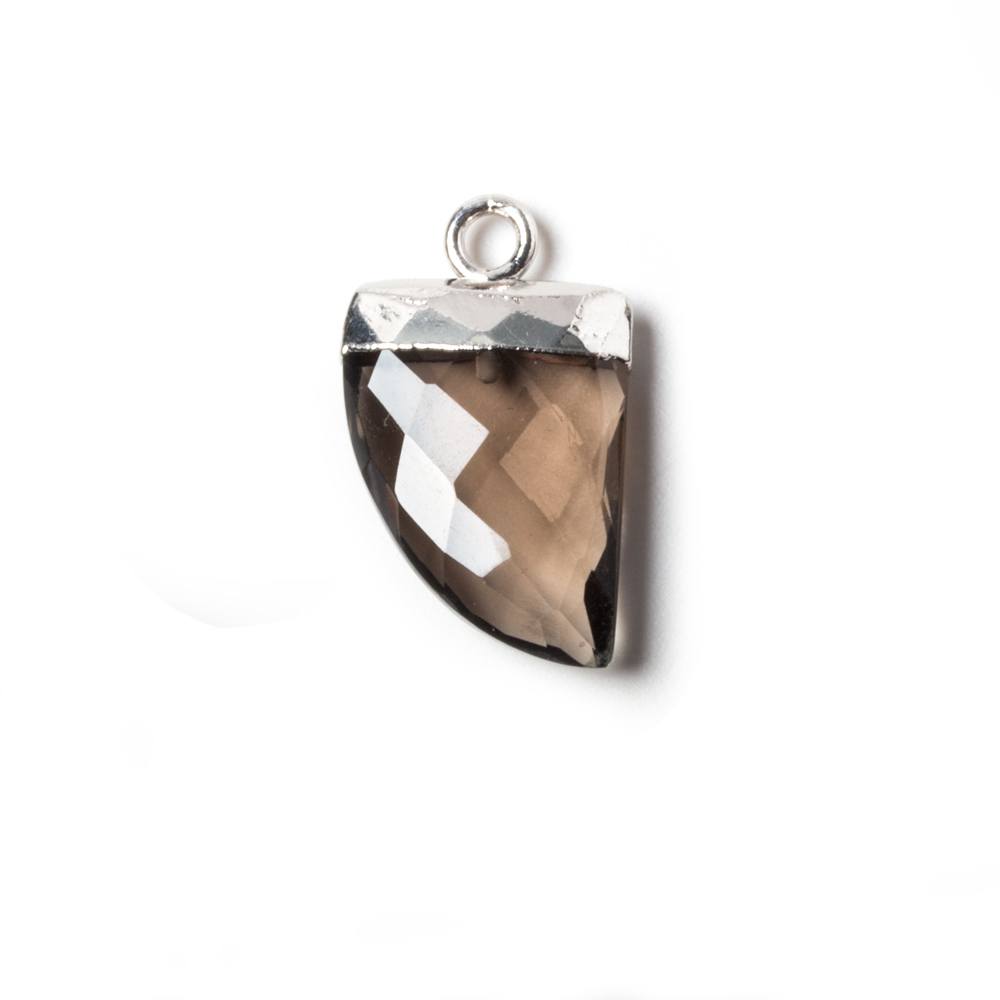 18x10mm Silver Leafed Smoky Quartz Horn Pendant 1 piece