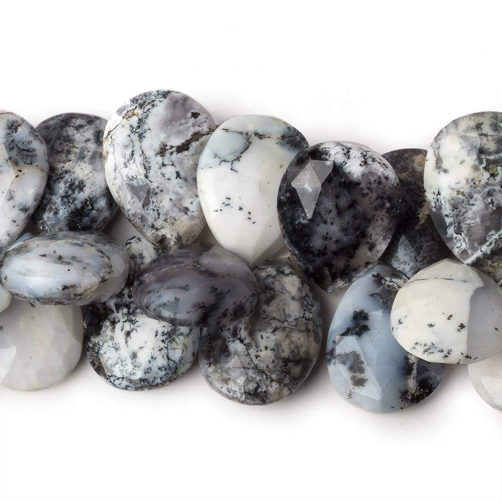 18x13-23x16mm Dendritic Opal Faceted Pear Briolette 8 inch 39 beads AA
