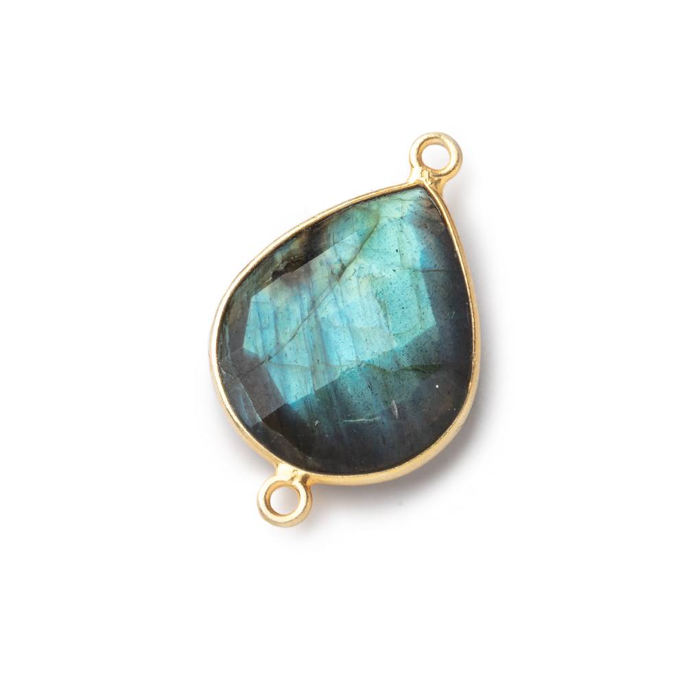 18x15mm Vermeil Bezeled Labradorite Faceted Pear Connector 1 Focal Bead