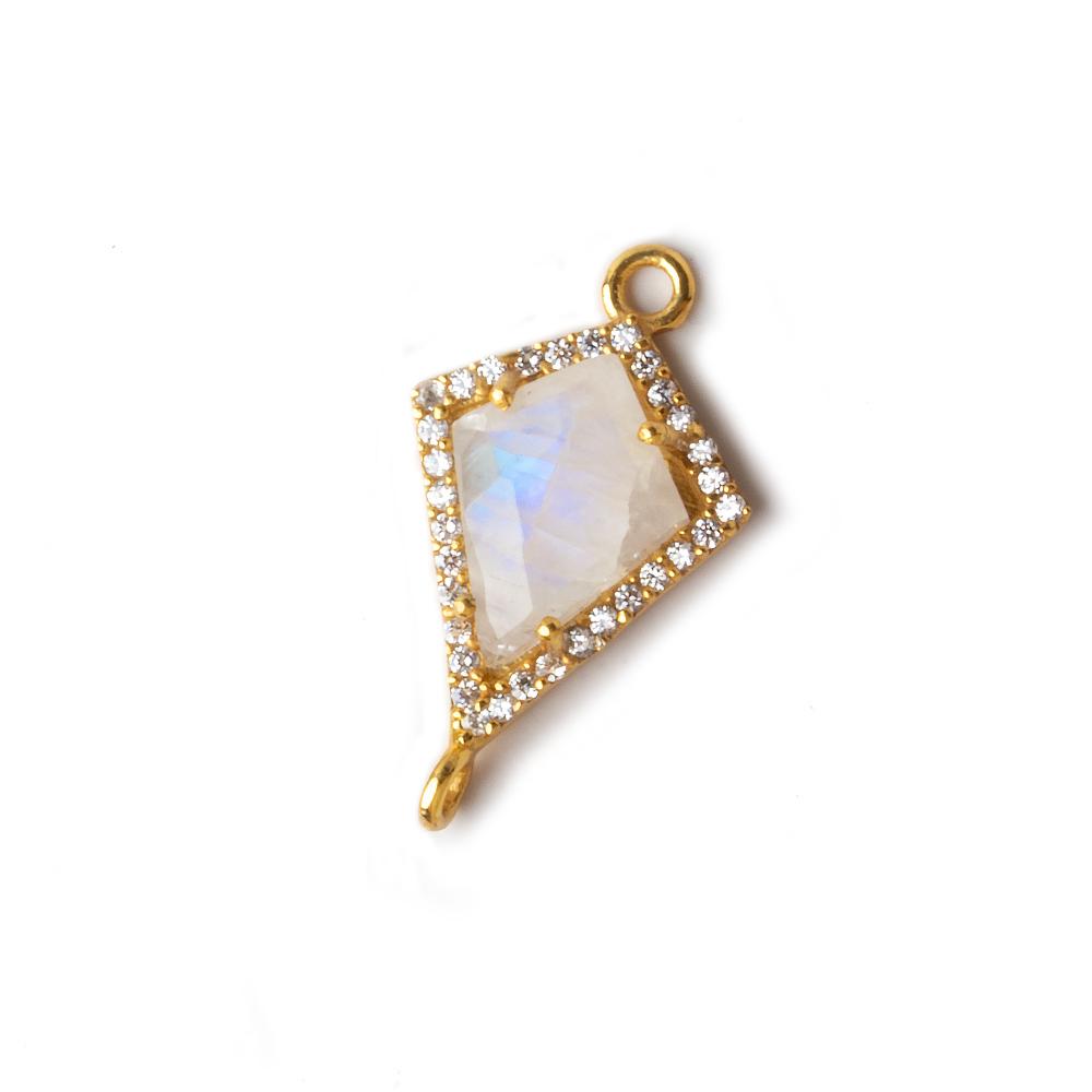 18x15mm Vermeil CZ Bezel Rainbow Moonstone Kite Connector 1 piece