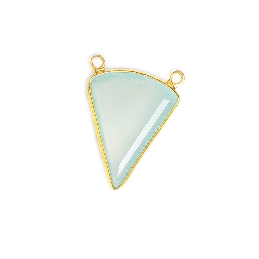 18x21.5mm Vermeil Bezel Sea Green Chalcedony Triangle Connector 1 piece