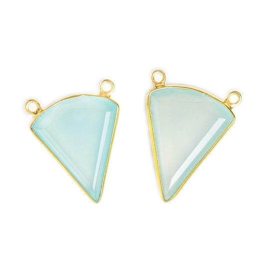 18x21.5mm Vermeil Bezel Sea Green Chalcedony Triangle Connector 1 piece