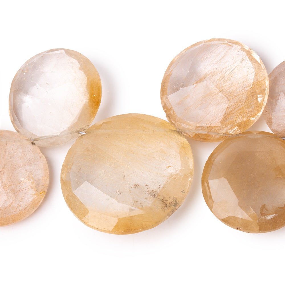 19-29mm Rutilated Quartz Top Drill Faceted Coin Beads 7 inch 15 pieces