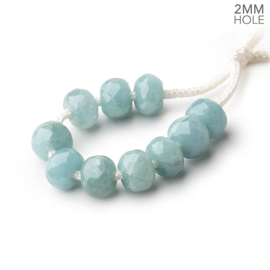 8mm Milky Aquamarine 2mm Large Hole Faceted Rondelle Bead Set of 10