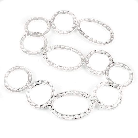 19mm & 29x19mm Sterling Silver plated Copper Hammered Circle and Oval Beads 11 pieces*DISCONTINUED*
