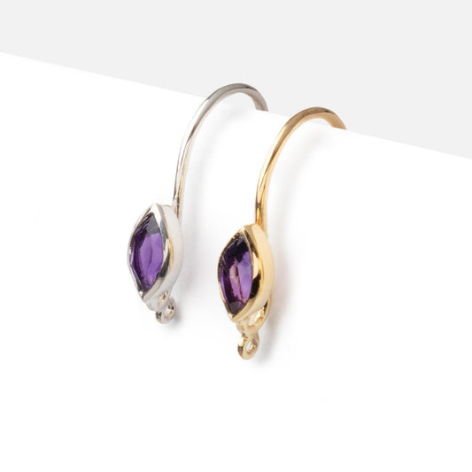 19mm African Amethyst Marquise Ear Wire Set of 2 pieces
