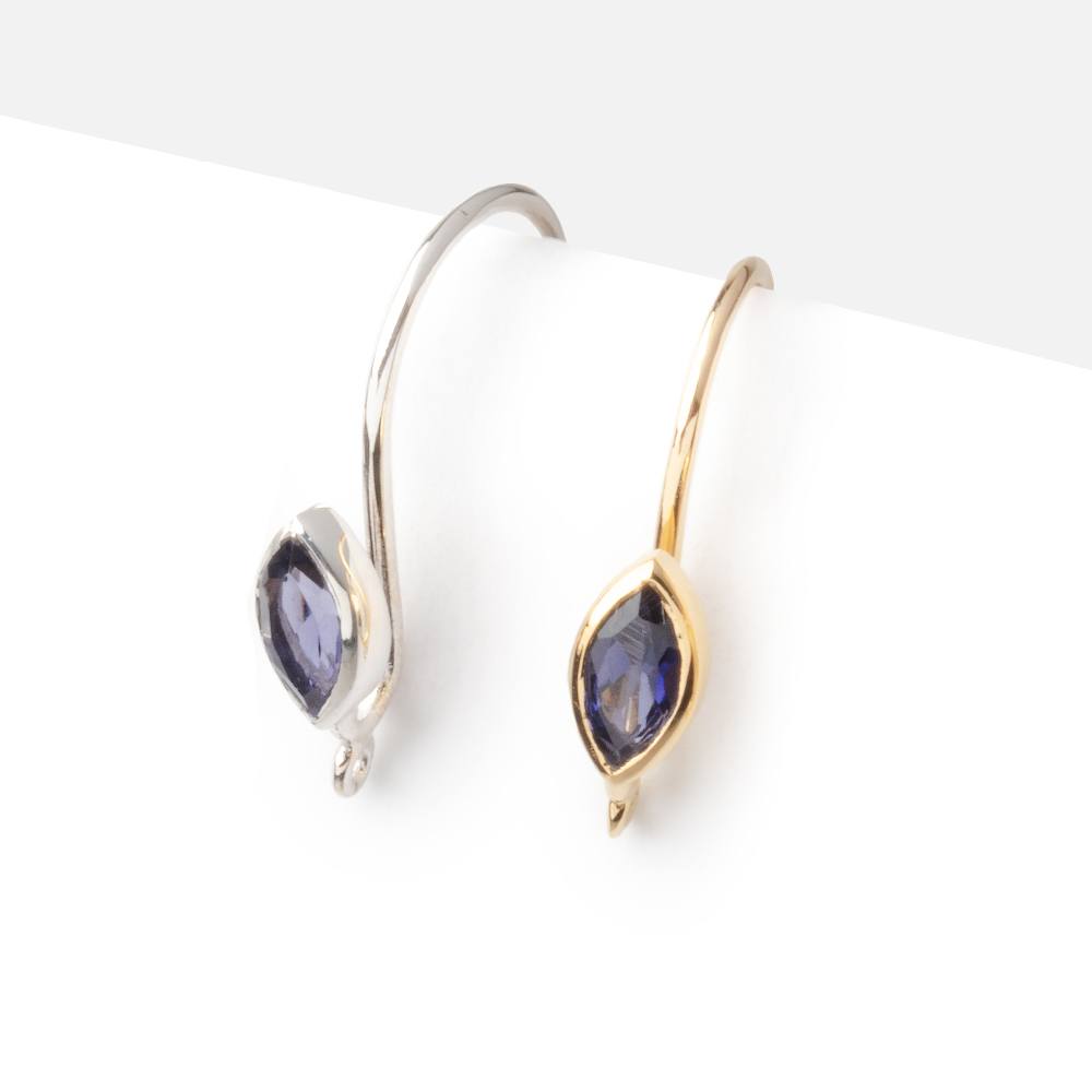 19mm Iolite Marquise Ear Wire Set of 2 pieces