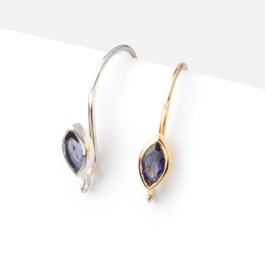 19mm Iolite Marquise Ear Wire Set of 2 pieces