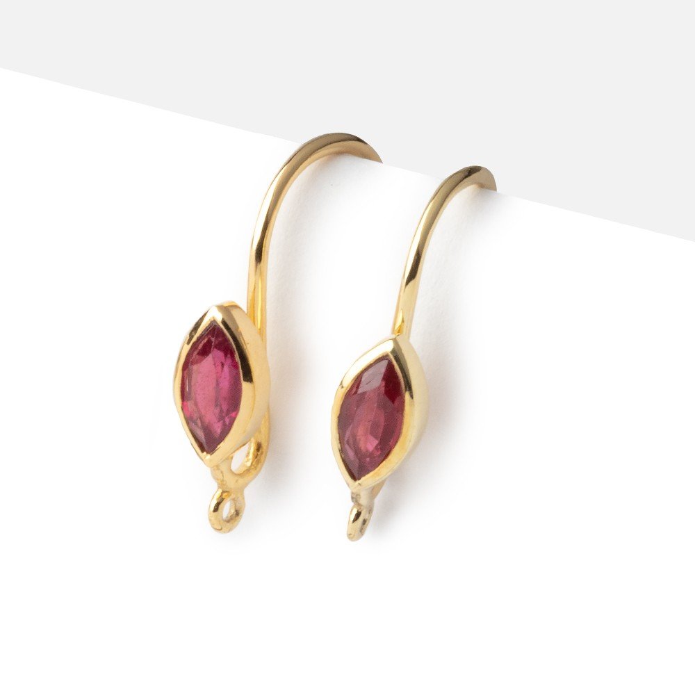 19mm Ruby Marquise Ear Wire Set of 2 pieces