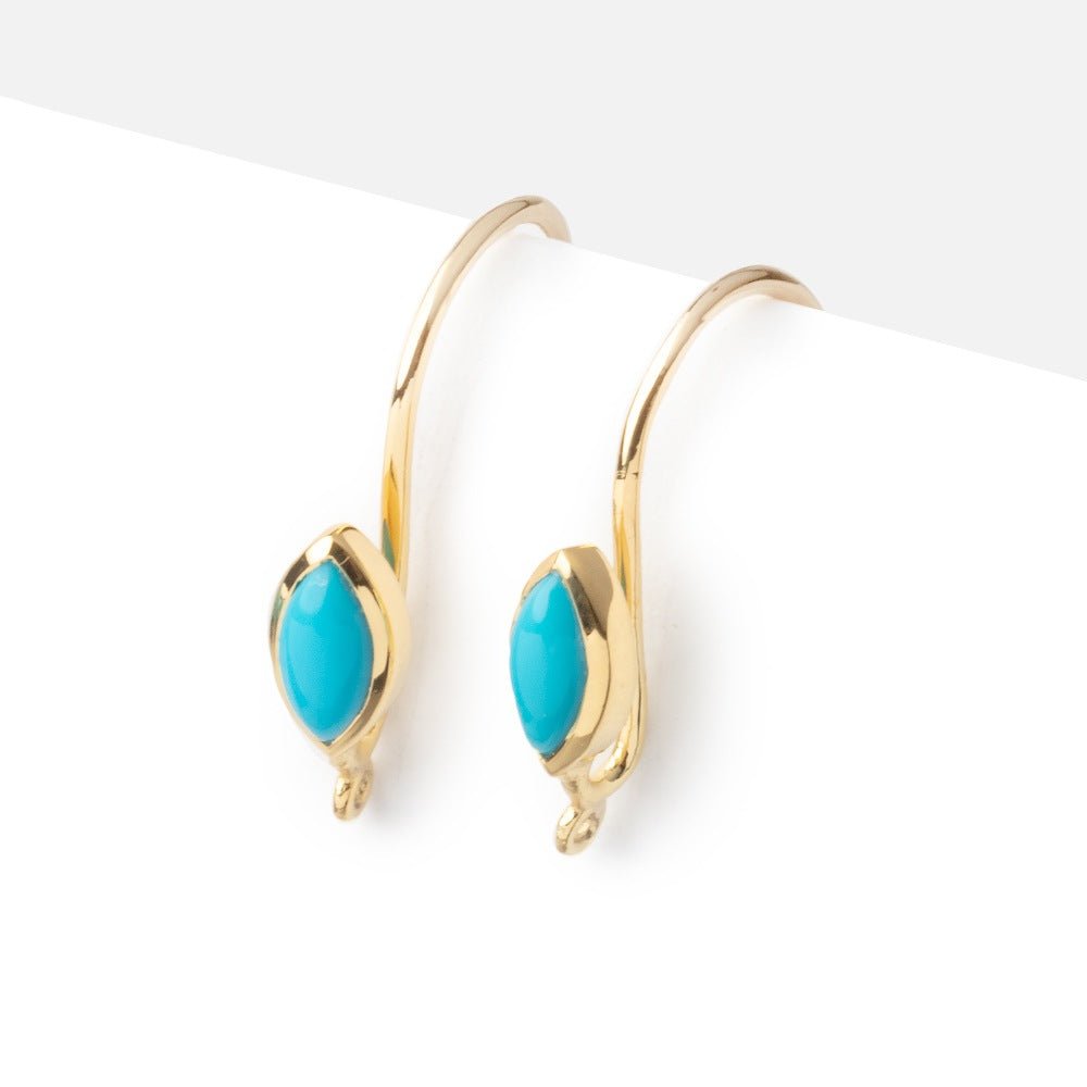 19mm Turquoise Plain Marquise Ear Wire Set of 2 pieces