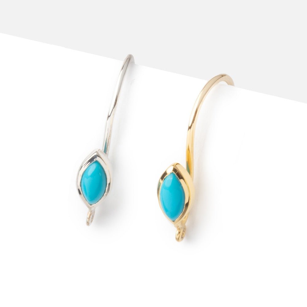 19mm Turquoise Plain Marquise Ear Wire Set of 2 pieces