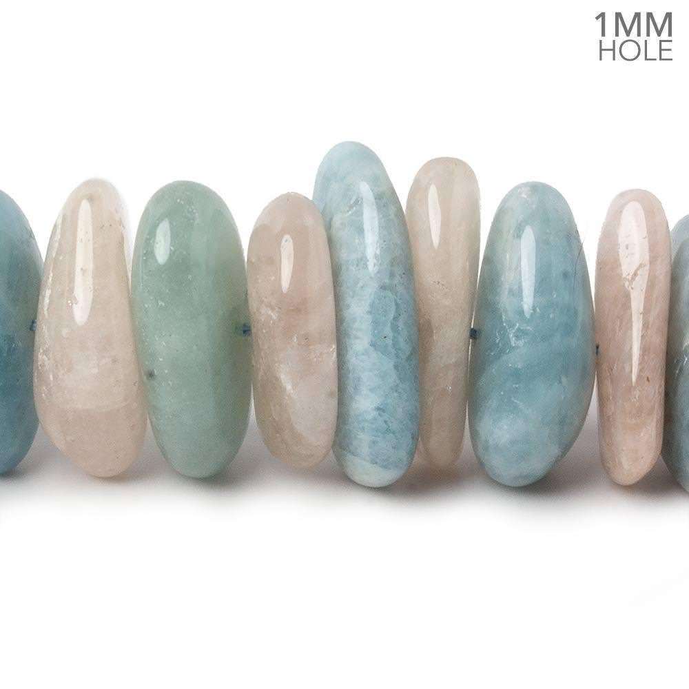 19x12-24x17mm Multi Beryl center drilled elongated plain nuggets 16 inch 64 large hole beads AA