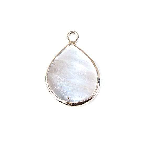 19x16mm Mother of Pearl Heart Silver Bezel Pendant 1 piece