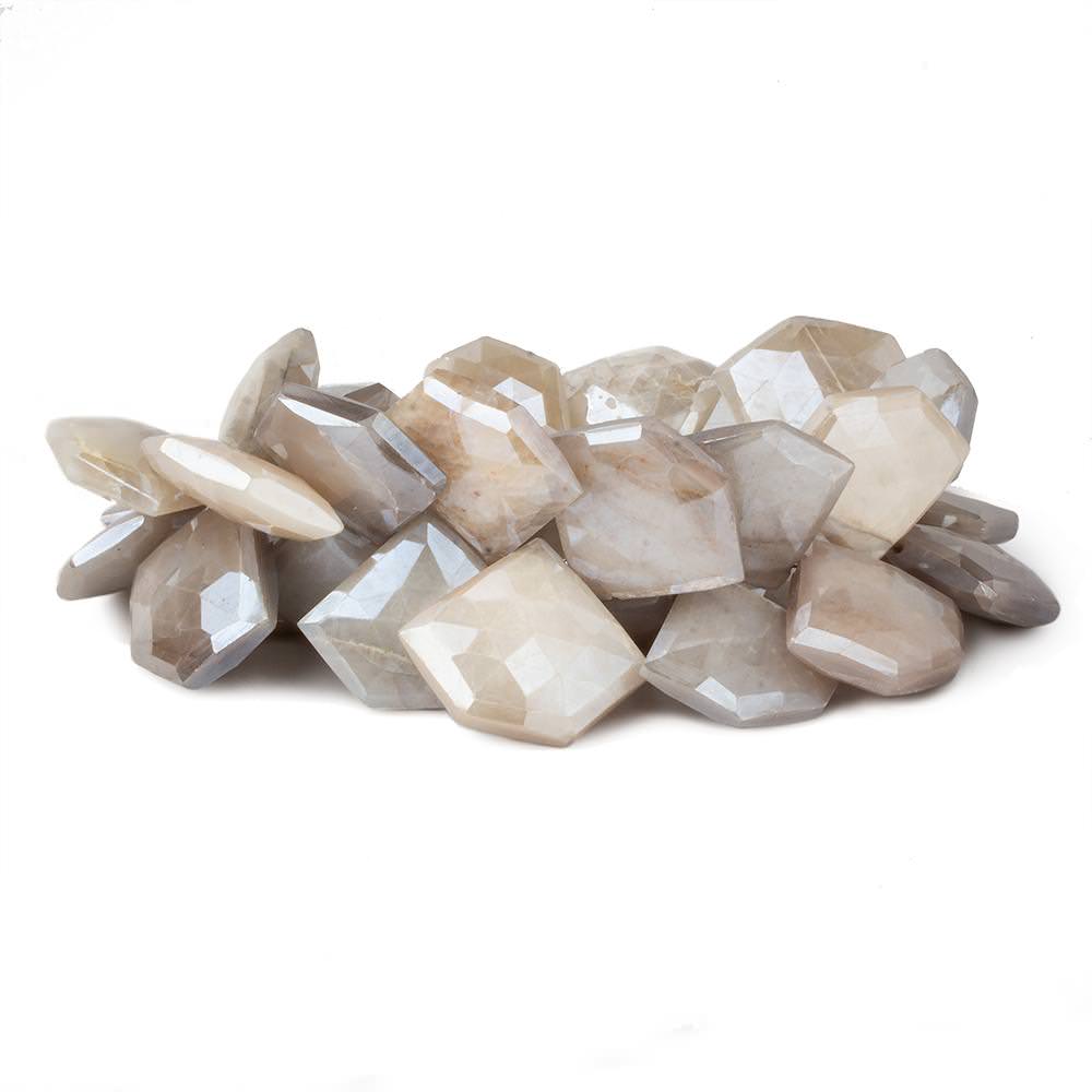 19x23-22x26mm Mystic Off White Moonstone Faceted Pentagonals 8 inch 32 beads