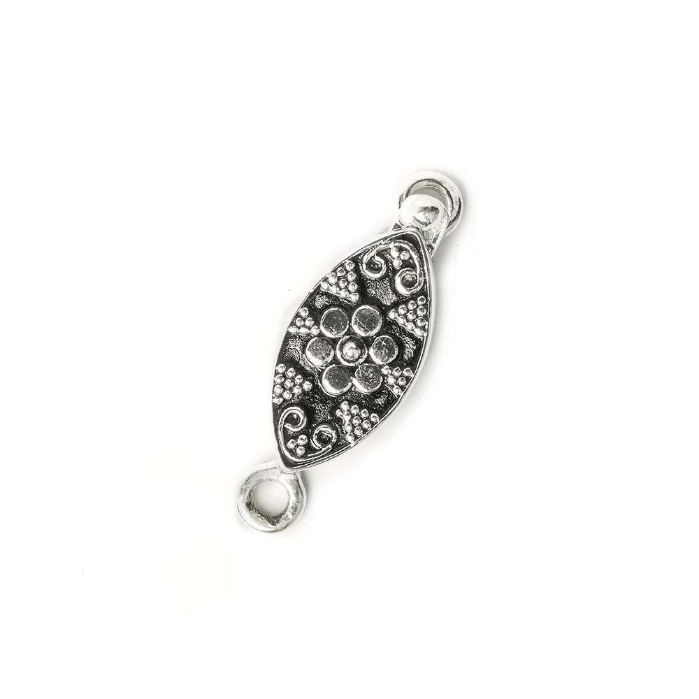 19x9mm Sterling Silver Box Clasp Marquise Flower Design 1 piece
