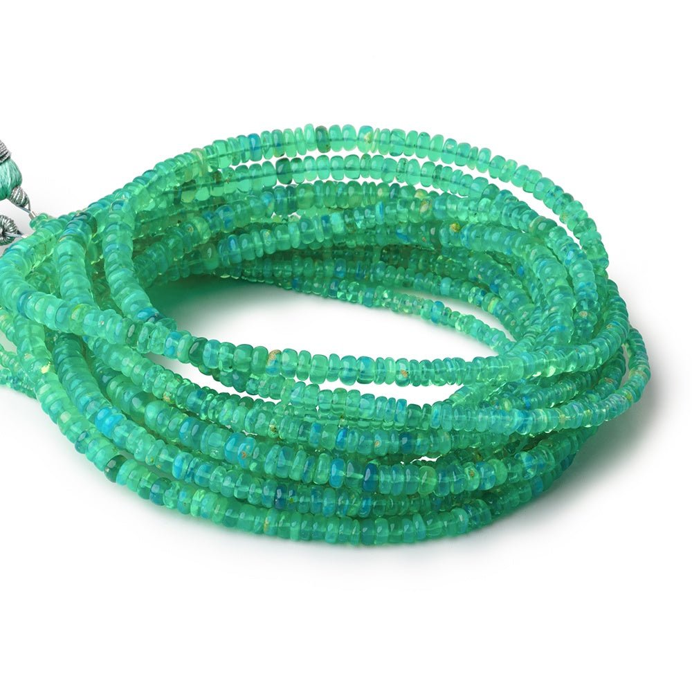 2-5mm Kelly Green Ethiopian Opal Plain Rondelle Beads 18 inch 300 pieces