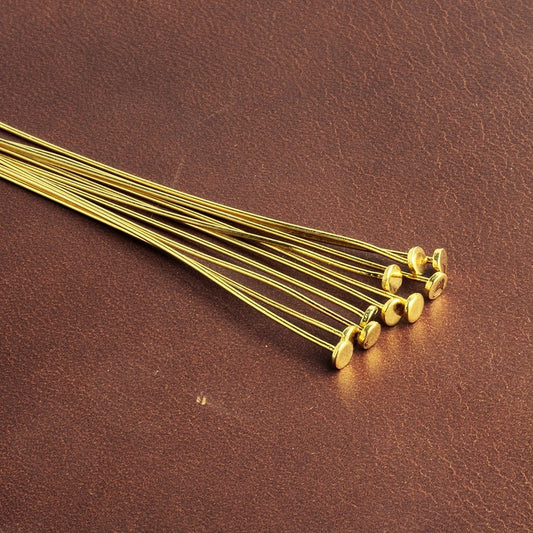 2" length Vermeil Disc Headpin, 24 Gauge Wire, 10 pieces per Bag