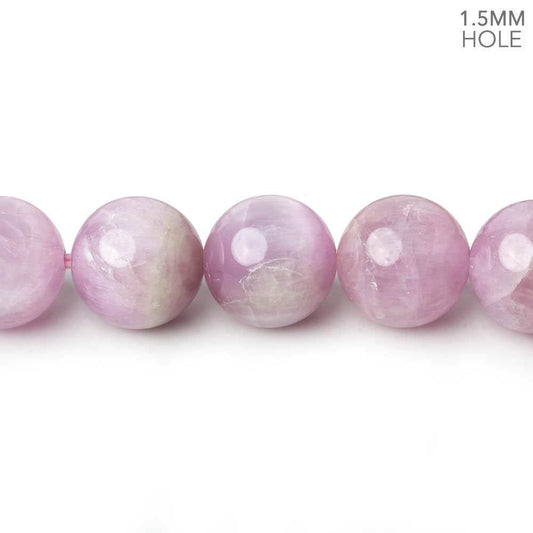 11mm Cat's Eye Kunzite plain rounds 16 inch 37 beads 1.5mm Large Hole AA