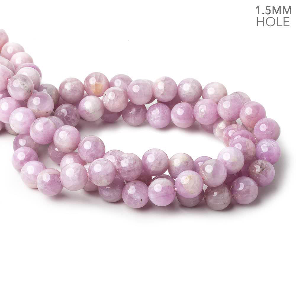 11mm Cat's Eye Kunzite plain rounds 16 inch 37 beads 1.5mm Large Hole AA