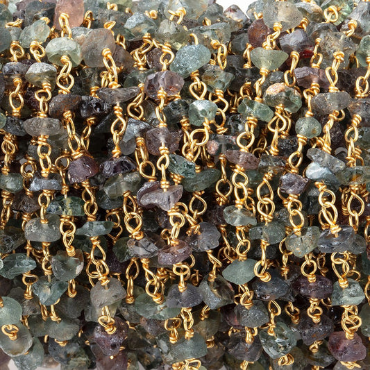 3.5mm Multi Color Sapphire chips Vermeil Chain by the foot 45 beads A