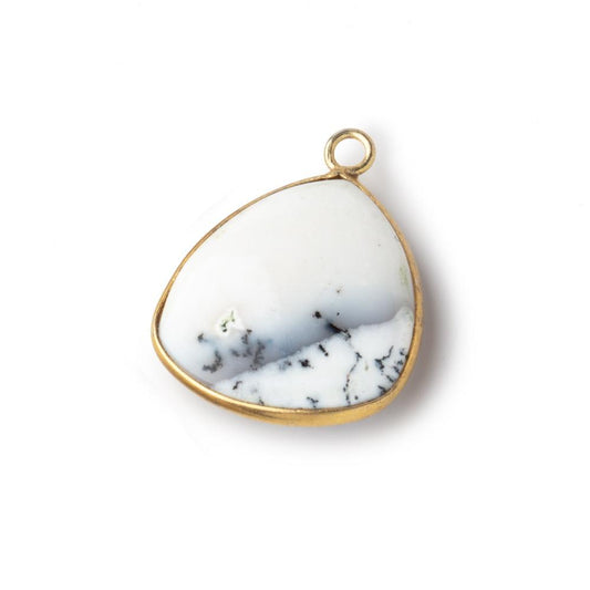 20mm Vermeil Bezel Dendritic Opal Plain Triangle Pendant 1 piece